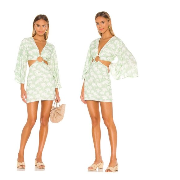 Lovers + Friends | NWOT Maysa Kimono Dress in Palm Tree Print Size XXS - Picture 1 of 10